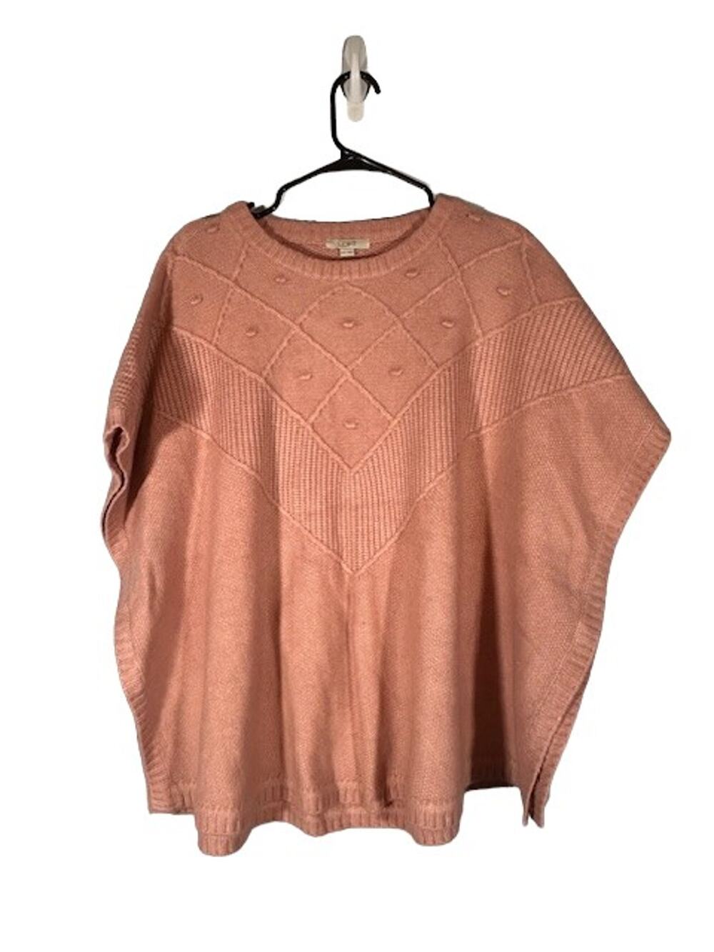 Ann Taylor LOFT Pink Short Sleeve Cable Thick Knit Pullover Sweater Women Sz XS